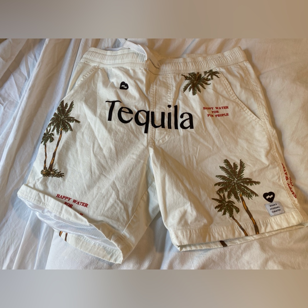 White unisex tequila shorts
